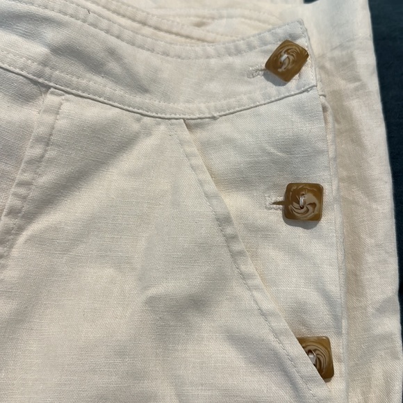 White Linen Flared Cropped Pants Size 4 - Picture 4 of 4